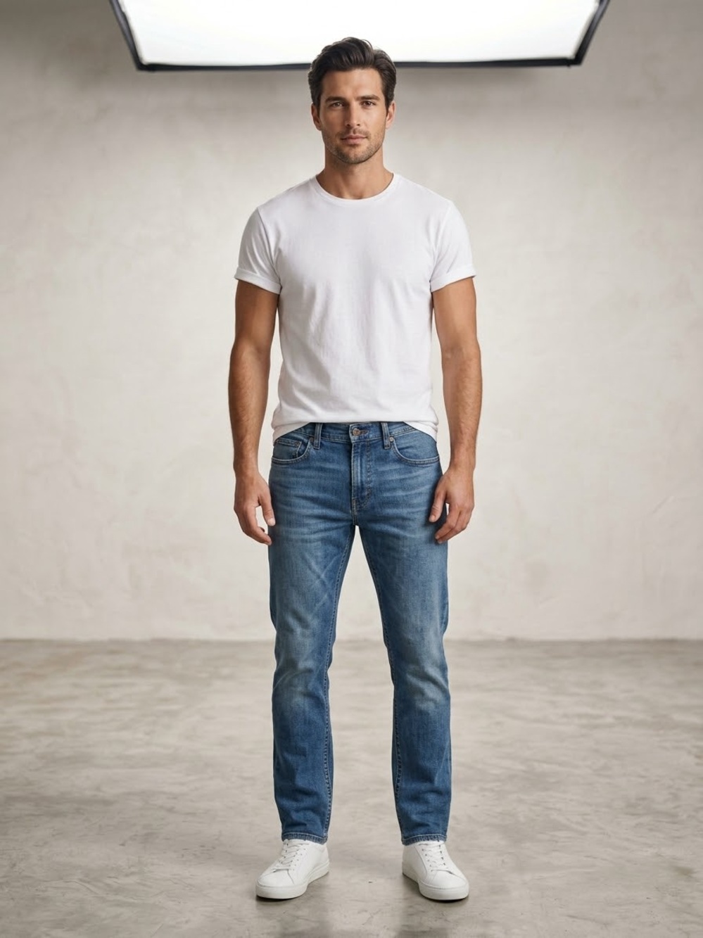 Lucky Brand Men’s Straight Jeans in Medium Blue Wash
